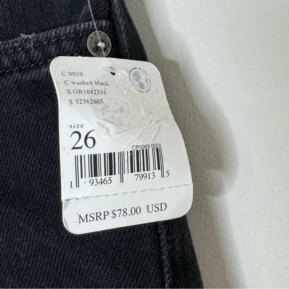 NWT FREE PEOPLE Maggie Destroyed Crop Mid Rise Straight Leg Jean Black Size 26